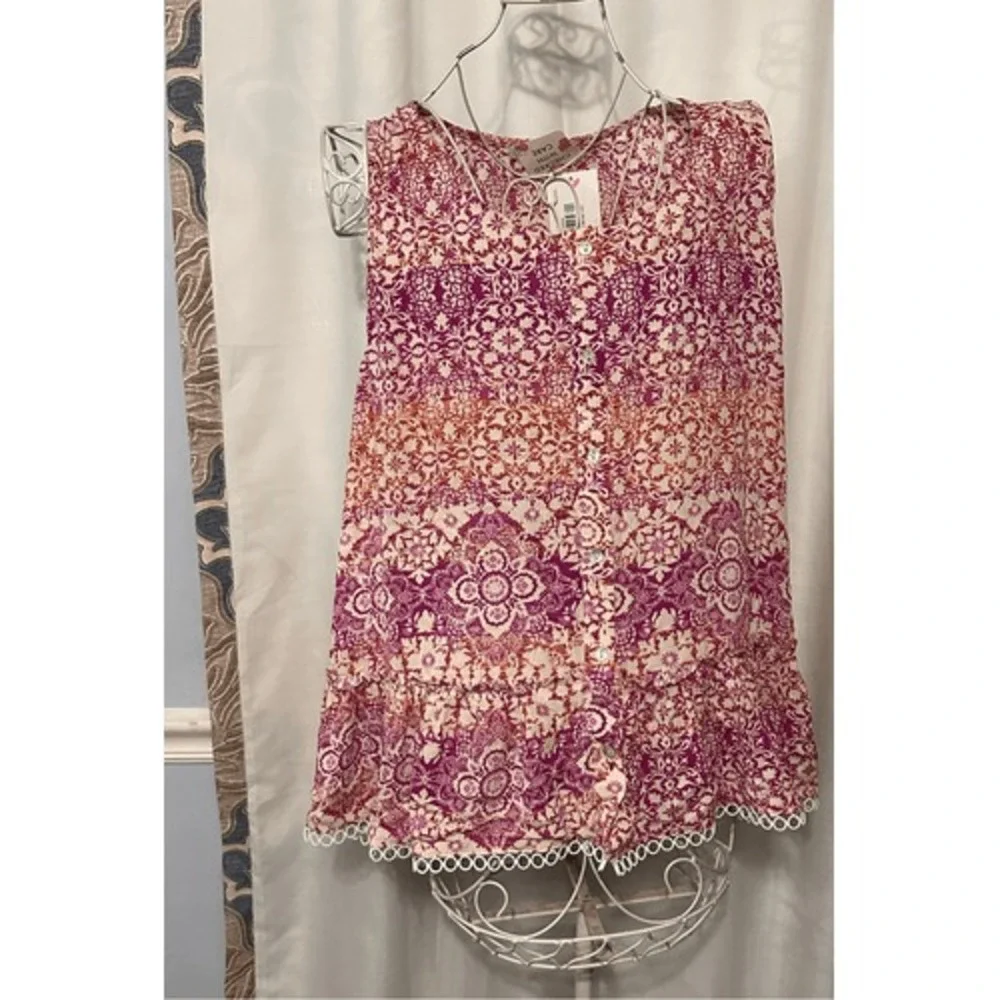 NEW WITH TAGS White Birch pink and orange Short Sleeve floral Print design plus‎